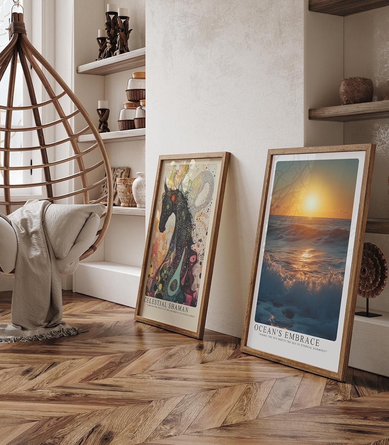 Paul Sinus Leinwandbild 60x90cm Ocean’s Embrace – Faszinierendes Meerespanorama mit sanften Wellen, goldenem Sonnenlicht