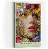 Paul Sinus Wandbild in 40x60cm The Blooming Gaze mit realistischem Frauenportrait und Blüten in leuchtenden Farben für ausdrucksstarke Wandgestaltung