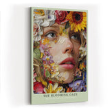 Paul Sinus Wandbild in 40x60cm The Blooming Gaze mit realistischem Frauenportrait und Blüten in leuchtenden Farben für ausdrucksstarke Wandgestaltung