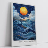 Paul Sinus Leinwandbild 60x90cm Ozeantraum surreal wellenförmig mystisch kunstvolle Wandkunst leuchtender Mond faszinierend dynamisch harmonisch