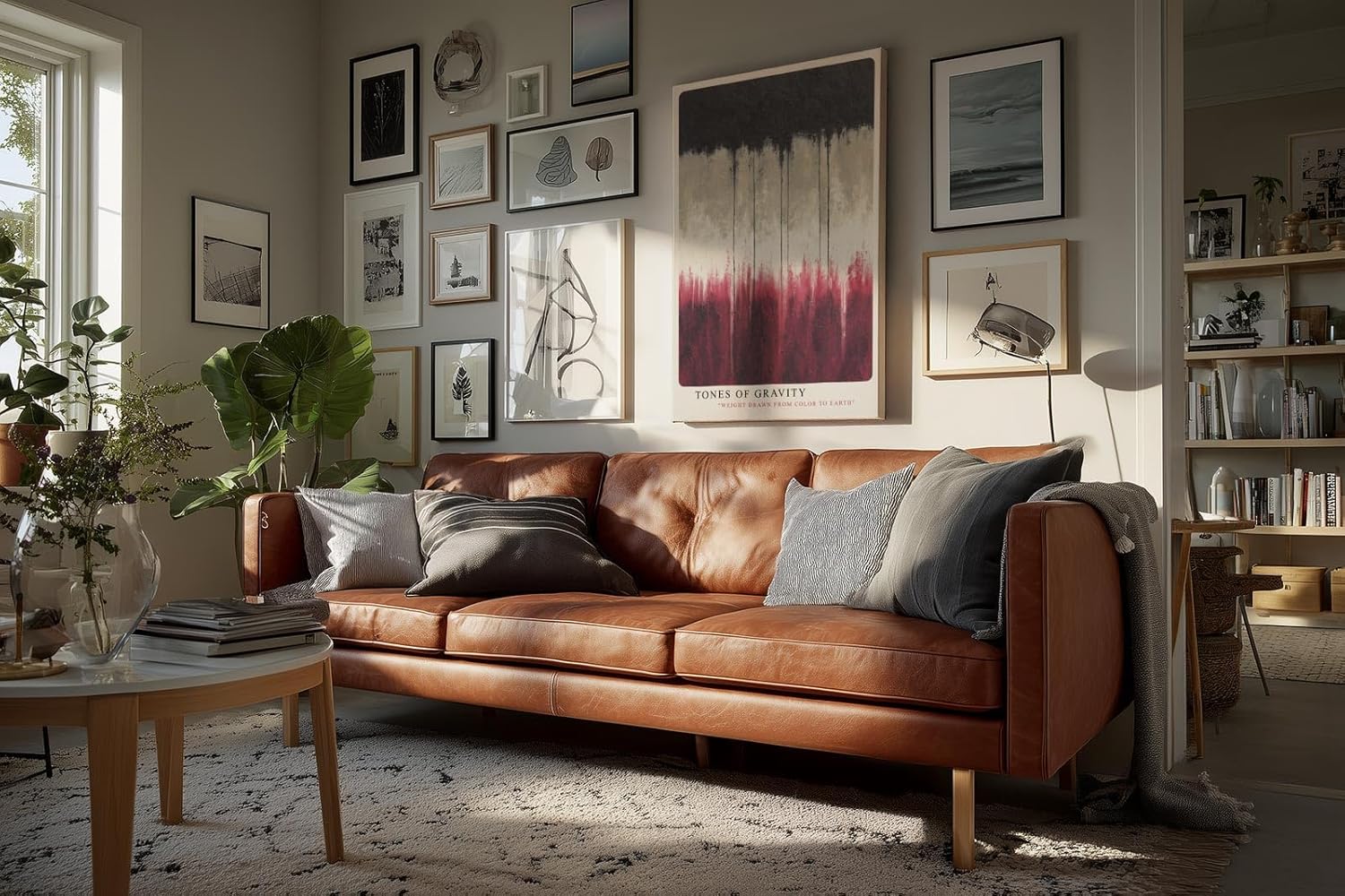 Paul Sinus Wandbild in 40x60cm Tones of Gravity – Abstraktes Kunstwerk mit harmonischen Farbverläufen in Schwarz, Beige und Rot
