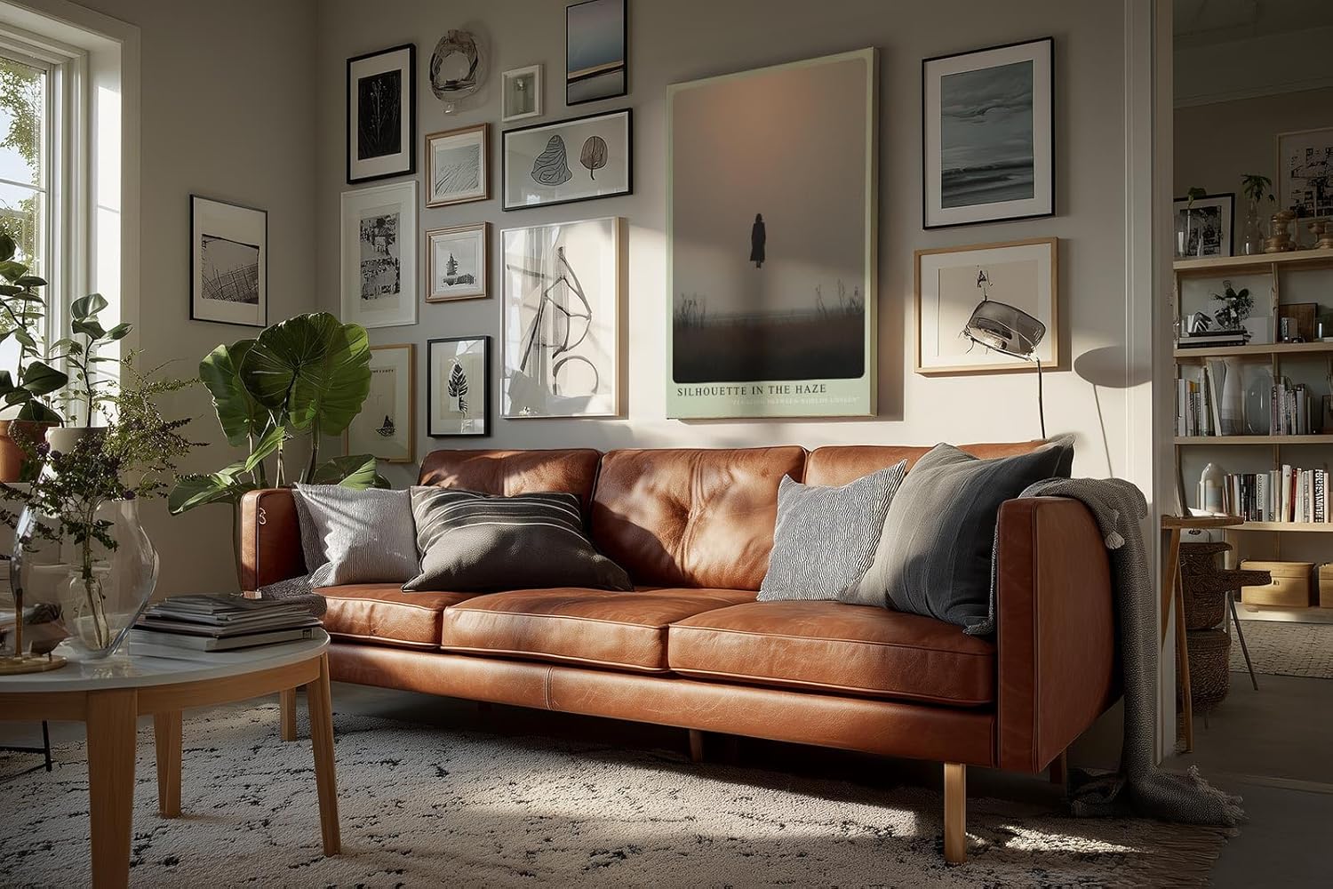 Paul Sinus Wandbild in 40x60cm Schwebende Silhouette in nebliger Landschaft mit minimalistischem Horizont