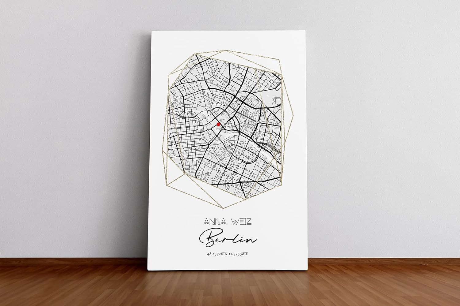 Paul Sinus Bilderrahmen anpassbar mit deinen GPS Koordinaten und Namen. 30cm x 42cm Holz Wechselrahmen mit Glas und Passepartout. Einzigartiges Geschenk. (ohne Rahmen)