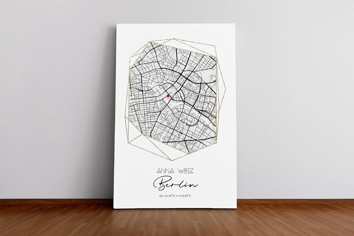 Paul Sinus Bilderrahmen anpassbar mit deinen GPS Koordinaten und Namen. 30cm x 42cm Holz Wechselrahmen mit Glas und Passepartout. Einzigartiges Geschenk. (ohne Rahmen)