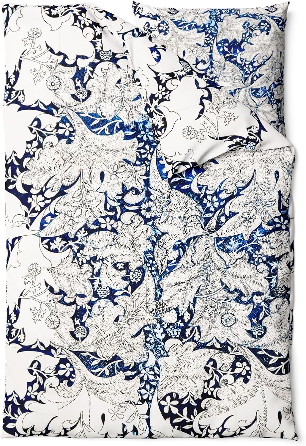Sinus Art Bettwäsche 135x200 cm + 80x80 cm – klassisches florales Design in Blau auf Creme – Mikrofaser – elegant & atmungsaktiv