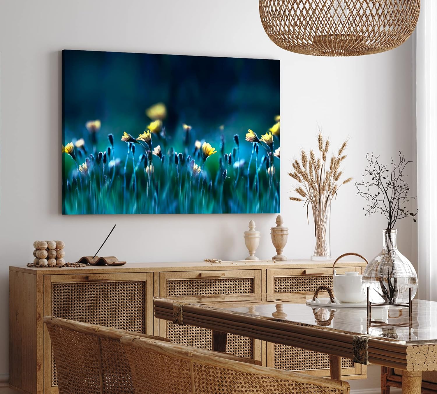 Paul Sinus Wandbild 120x80cm Blumen Blumenfeld Wildblumen gelbe Blüten Kunstvoll