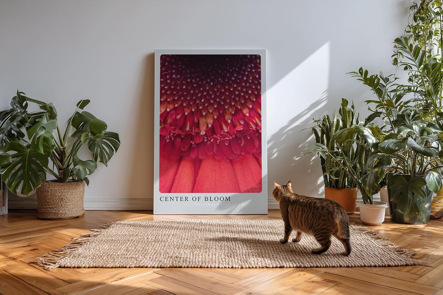 Paul Sinus Kunstdruck 40x60cm Center of Bloom – Makroaufnahme einer roten Blüte mit faszinierender Struktur und Tiefe