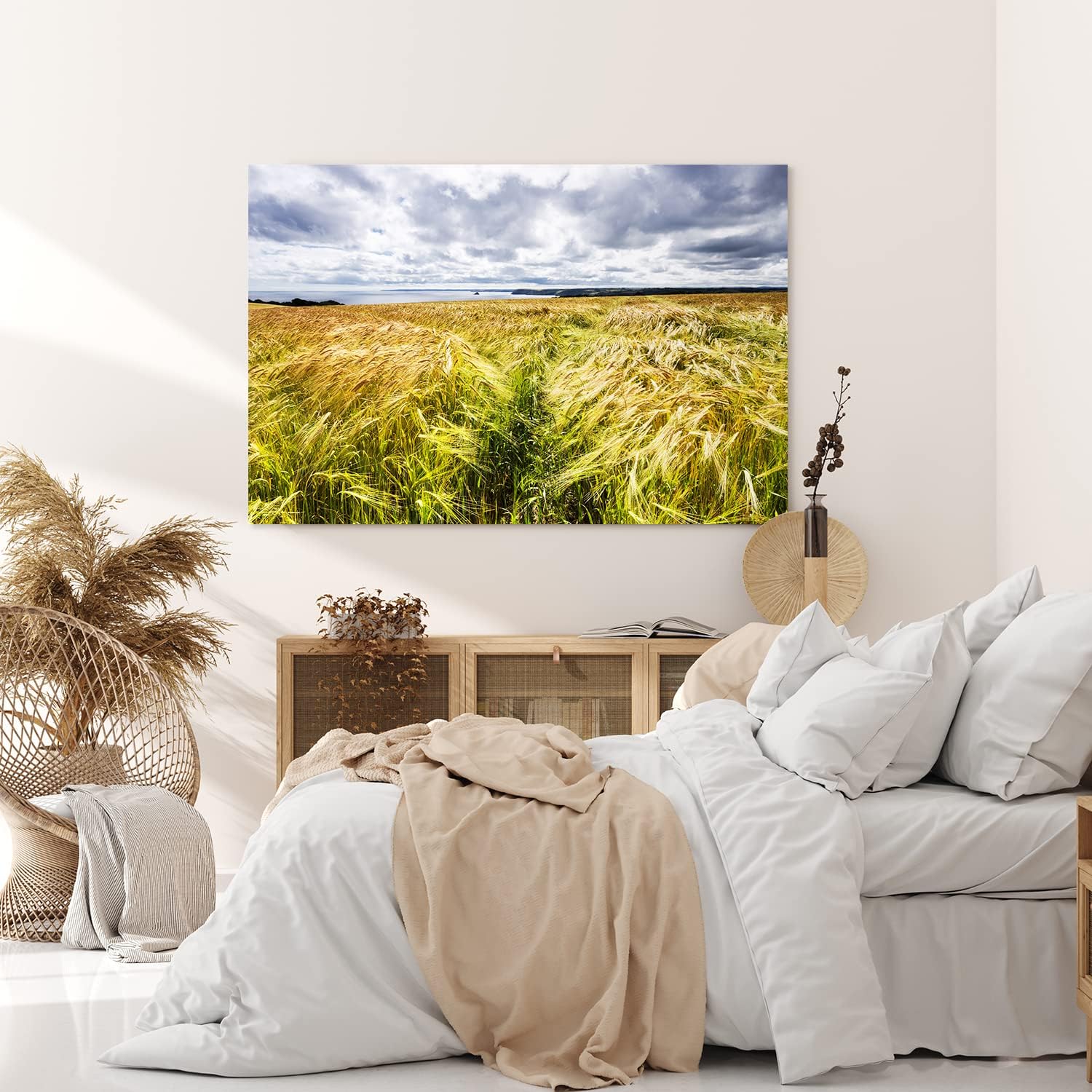 Paul Sinus Wandbild 120x80cm Weizenfeld Meer Weizen Natur Wolken Horizont