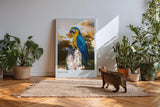 Paul Sinus Kunstdruck 40x60cm Macaw Ara auf Baumstumpf vor Dschungelhintergrund bei Sonnenuntergang