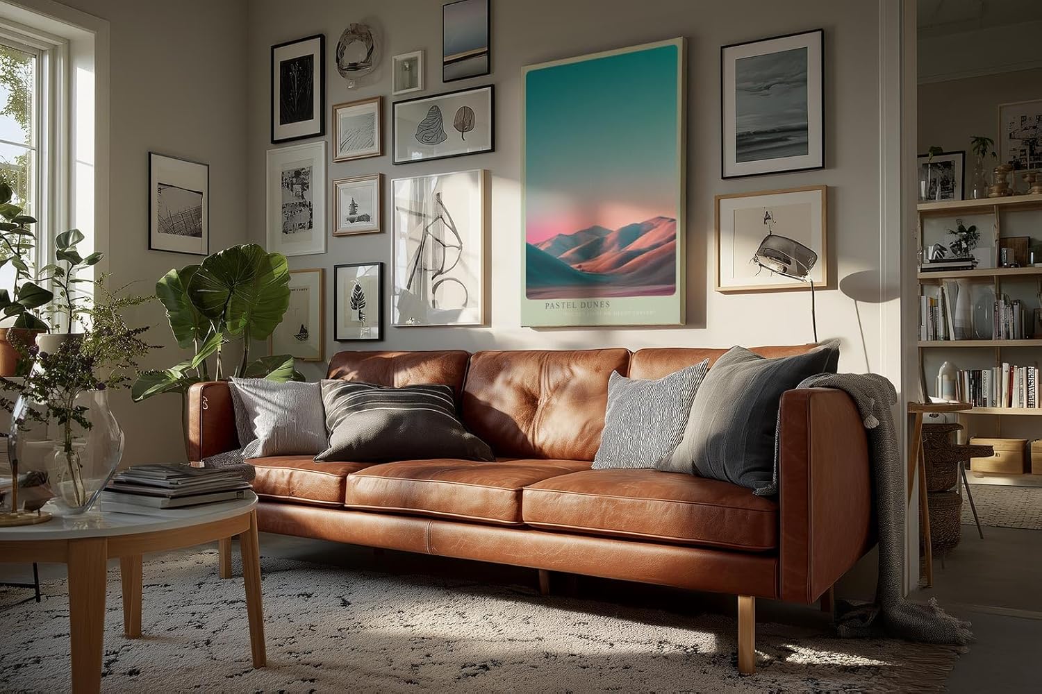 Paul Sinus Wandbild in 40x60cm Pastel Dunes mit sanft geschwungenen Dünen im goldenen Abendlicht für elegante Wandgestaltung