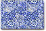 Sinus Art Wandbild 120x80cm Klassisches Blütendekor mit feinen Linien und dichter Musterung auf tiefblauem Grund