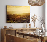 Paul Sinus Wandbild 120x80cm Toskana Landschaft Italien Finca Morgentau Grün