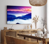 Paul Sinus Wandbild 120x80cm Berge Wolken Himmel Abendröte Blau Kunstvoll