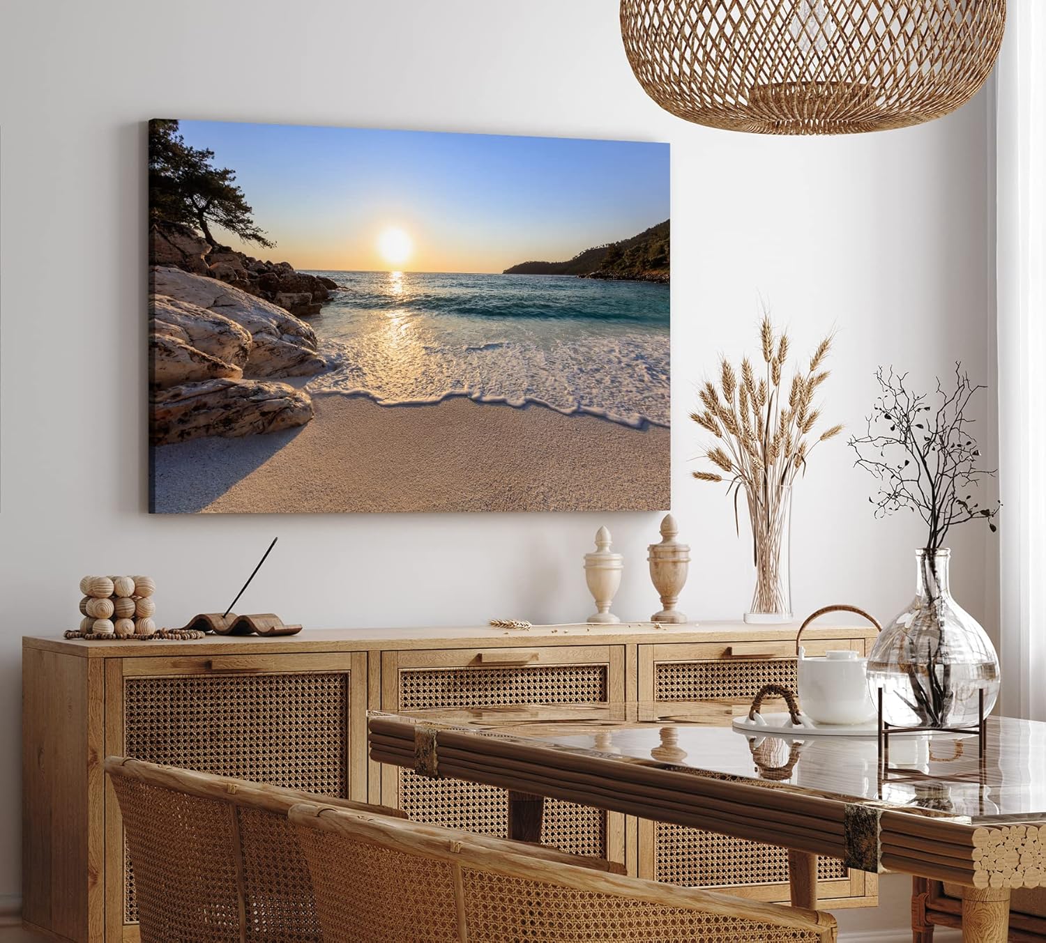 Paul Sinus Wandbild 120x80cm Bucht Strand Sonnenuntergang Meer Horizont