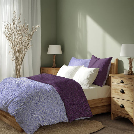 Sinus Art Mikrofaser Bettwäsche 135x200 cm + 80x80 cm – Elegantes Wendedesign in Violett & Lavendel, pflegeleicht & allergikerfreundlich