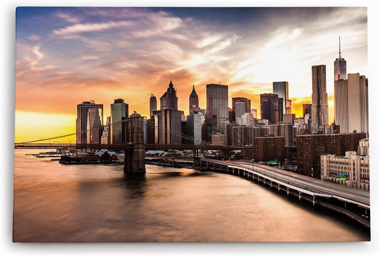 Paul Sinus Wandbild 120x80cm New York Manhattan Wolkenkratzer Skyline Sonnenuntergang