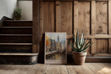Paul Sinus Kunstdruck 40x60cm Amsterdam Netherlands – Malerische Altstadt an Gracht in herbstlichem Licht mit künstlerischem Flair