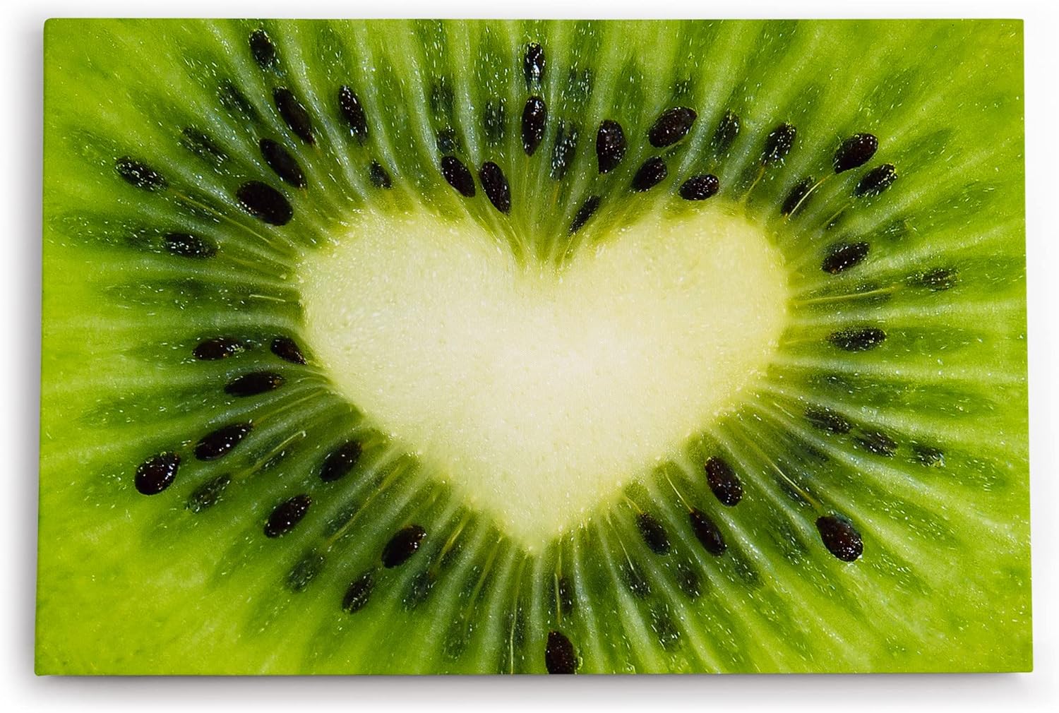 Paul Sinus Wandbild 120x80cm Kiwi in Herzform Herz Grün Fotokunst Nahaufnahme