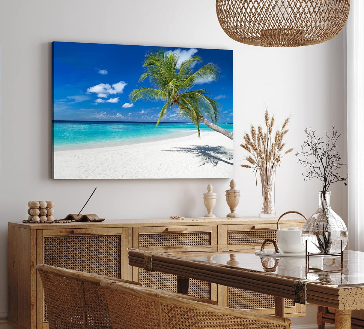 Wandbild 120x80cm Südseeparadies Palmen Strand Sonne Meer Türkis