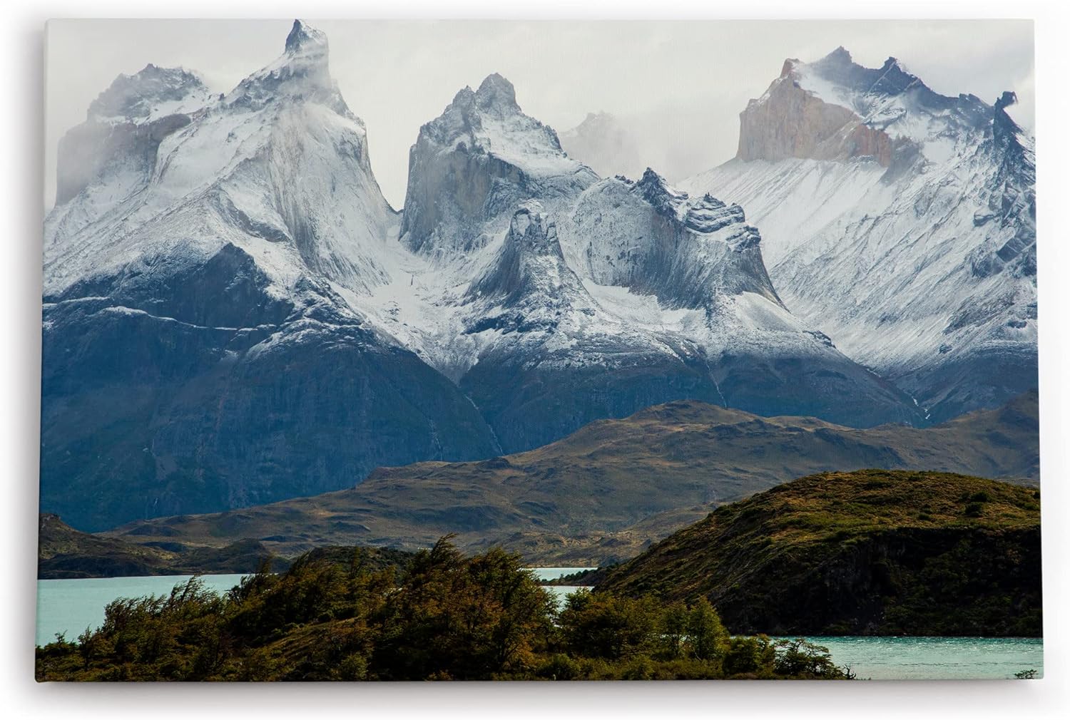 Paul Sinus Wandbild 120x80cm Pehoé See Chile Anden Berge Gebirge Schneegipfel