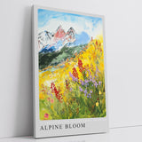 Paul Sinus Leinwandbild 60x90cm lebendige Alpenlandschaft mit blühender Bergwiese, expressive Wandkunst mit farbenfrohem Blumenmeer