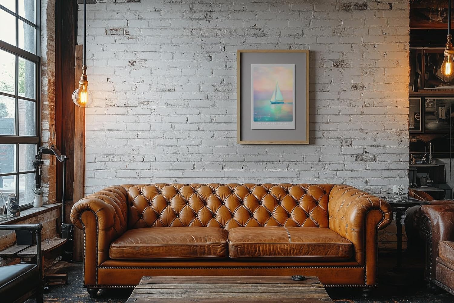 Paul Sinus Leinwandbild 40x60cm traumhafte Segelboot-Szene in pastellfarbenem Himmel und ruhigem Meer – kunstvolles Leinwandbild