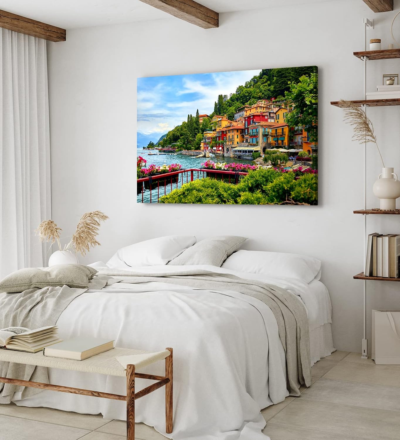 Paul Sinus Wandbild 120x80cm Comer See Italien Häuser Boote Berge Natur
