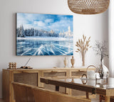 Paul Sinus Wandbild 120x80cm Winter Schnee gefrorener See Tannenwald Eis