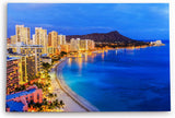 Paul Sinus Wandbild 120x80cm Honolulu Hawaii Küste Strand Nacht Meer Berg