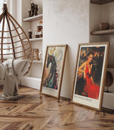 Paul Sinus Leinwandbild 40x60cm The Seductress – Frau, Rot, Eleganz, Leidenschaft, Vintage, Verführung, Sinnlichkeit, Bar, Nachtleben, Glamour