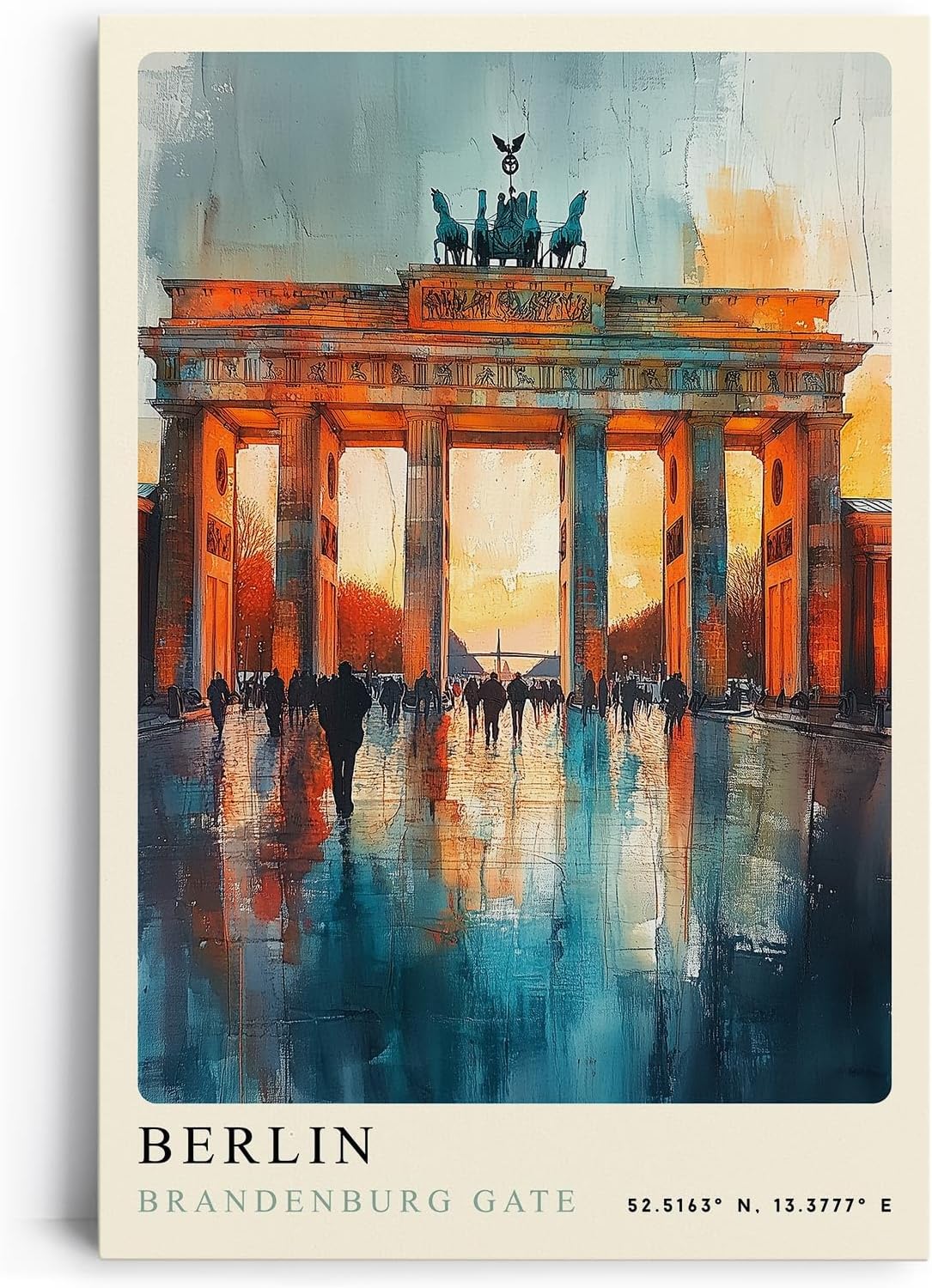 Paul Sinus Leinwandbild 40x60cm Leinwandbild Berlin Brandenburger Tor moderne Kunst urbane Eleganz farbenprächtige Architektur zeitlose Ästhetik Stadtmotiv
