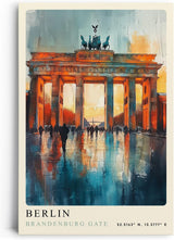 Paul Sinus Leinwandbild 40x60cm Leinwandbild Berlin Brandenburger Tor moderne Kunst urbane Eleganz farbenprächtige Architektur zeitlose Ästhetik Stadtmotiv