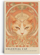 Paul Sinus Leinwandbild 60x90cm kunstvolle Darstellung einer mystischen Katze mit ornamentalen Verzierungen, harmonische Wandkunst in warmen Erdtönen