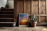 Paul Sinus Kunstdruck 40x60cm Golden Awakening – Sonnenaufgang über der Landschaft in leuchtendem Gold und Orange