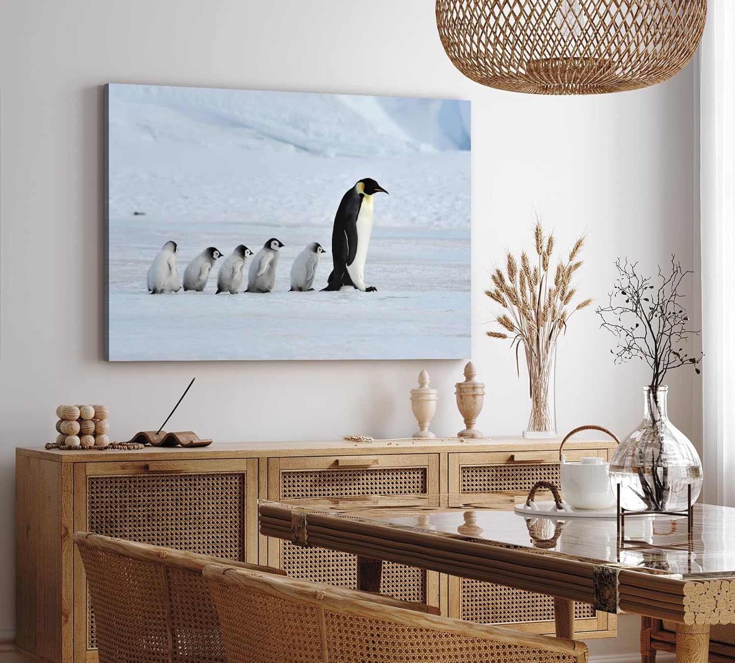 Paul Sinus Wandbild 120x80cm Pinguine Babypinguine Kaiserpinguin Schnee Tierfotografie