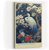Paul Sinus Wandbild in 40x60cm The Crane of Spring mit elegantem Kranich zwischen blühenden Magnolien für harmonische Wandgestaltung