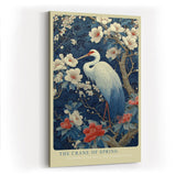 Paul Sinus Wandbild in 40x60cm The Crane of Spring mit elegantem Kranich zwischen blühenden Magnolien für harmonische Wandgestaltung