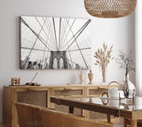 Paul Sinus Wandbild 120x80cm New York Manhattan Wolkenkratzer Brooklyn Bridge Grau