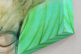 Sinus Art Wandbild 120x80cm Abstrakte Bewegung aus Erdtönen, Grüntönen und Lichtakzenten in weicher Komposition
