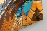 Sinus Art Wandbild 120x80cm Atmosphärisches Meermotiv mit Perspektive vom Holzdeck eines Segelboots bei Sonnenuntergang