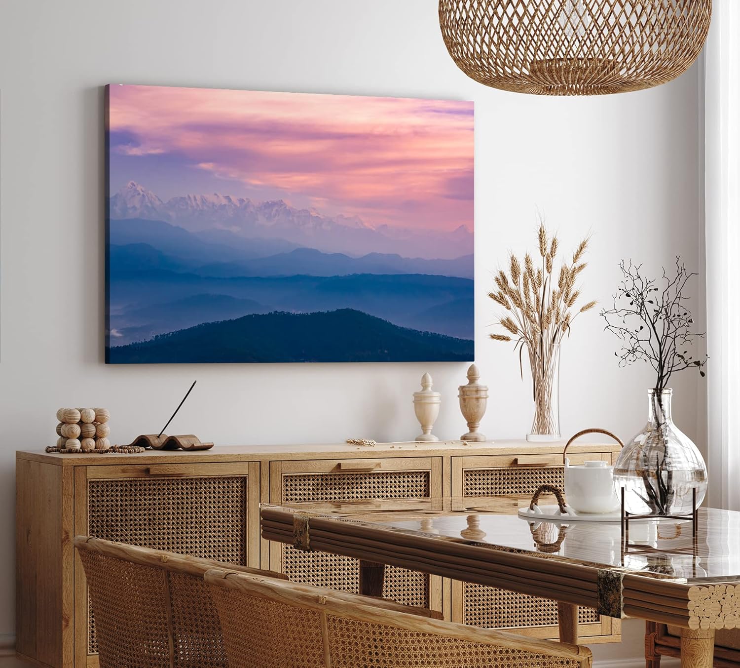 Paul Sinus Wandbild 120x80cm Berge Gebirge Bergkette Himmel Wolken Sonnenuntergang