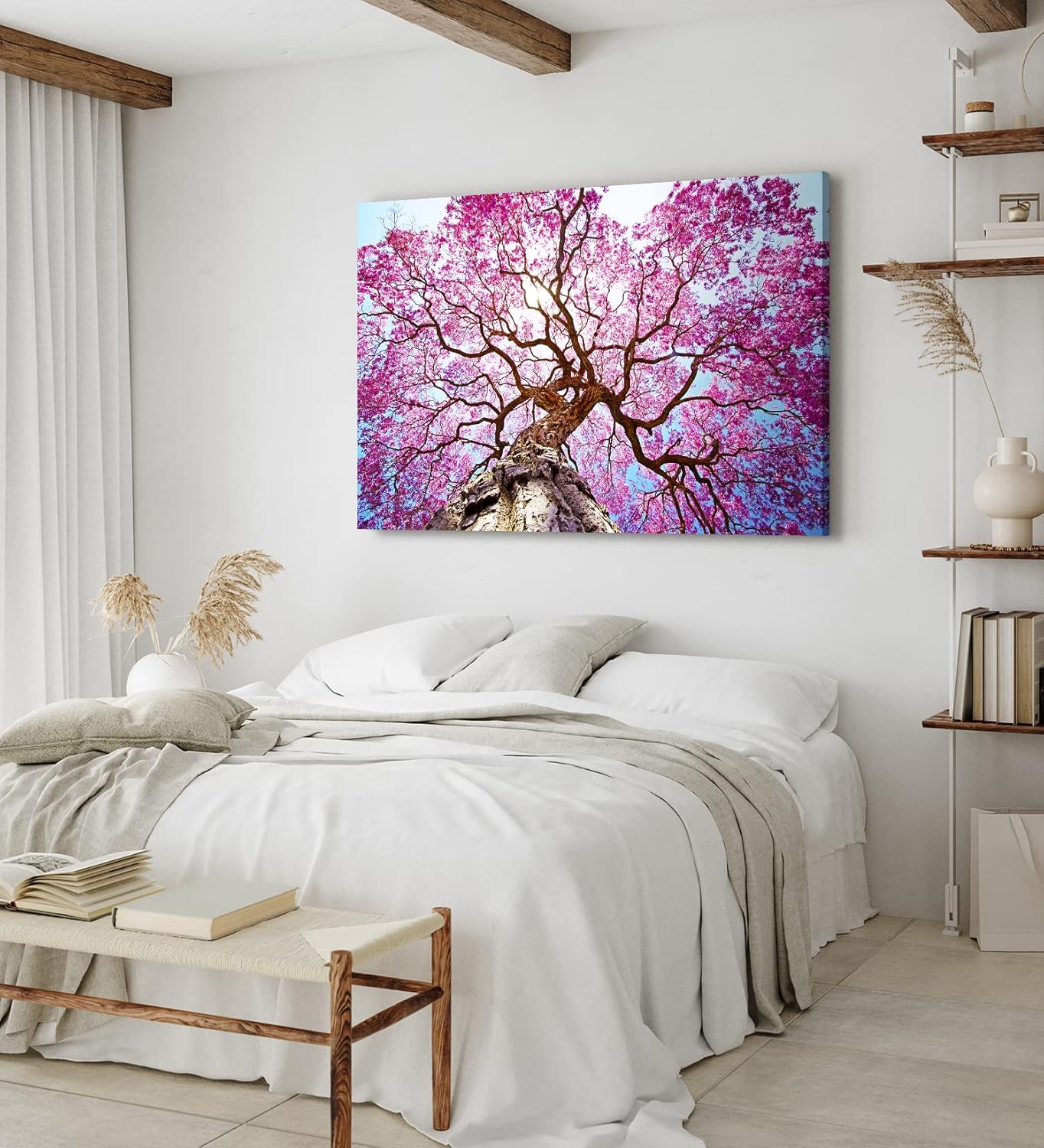 Paul Sinus Wandbild 120x80cm Baumkrone Lapacho Baum in Pocone Rosa blauer Himmel