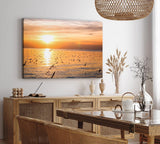 Paul Sinus Wandbild 120x80cm Meer Sonnenuntergang Möwen Horizont Himmel