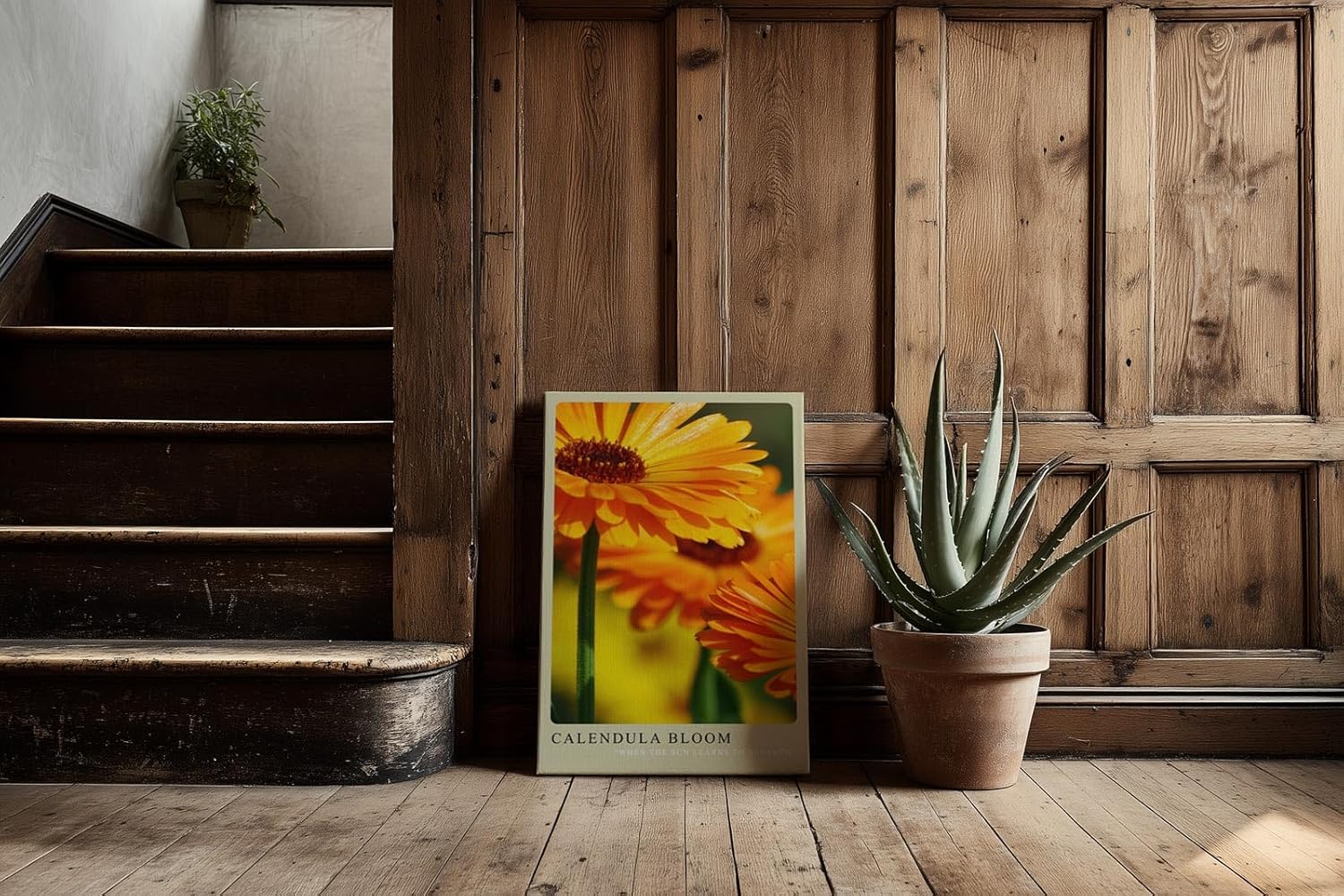 Paul Sinus Kunstdruck 40x60cm Calendula Bloom – leuchtend orange Ringelblumenblüte in Nahaufnahme