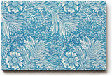 Sinus Art Wandbild 120x80cm Florales Design mit Blüten und Blättern im klassischen Vintage-Stil auf blauem Hintergrund