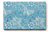 Sinus Art Wandbild 120x80cm Florales Design mit Blüten und Blättern im klassischen Vintage-Stil auf blauem Hintergrund