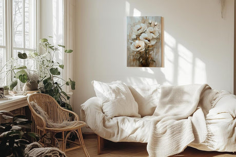 Paul Sinus 60x90cm Wandbild Blütenzauber in Beige – Exklusive Wohnkunst mit natürlicher Schönheit Blume
