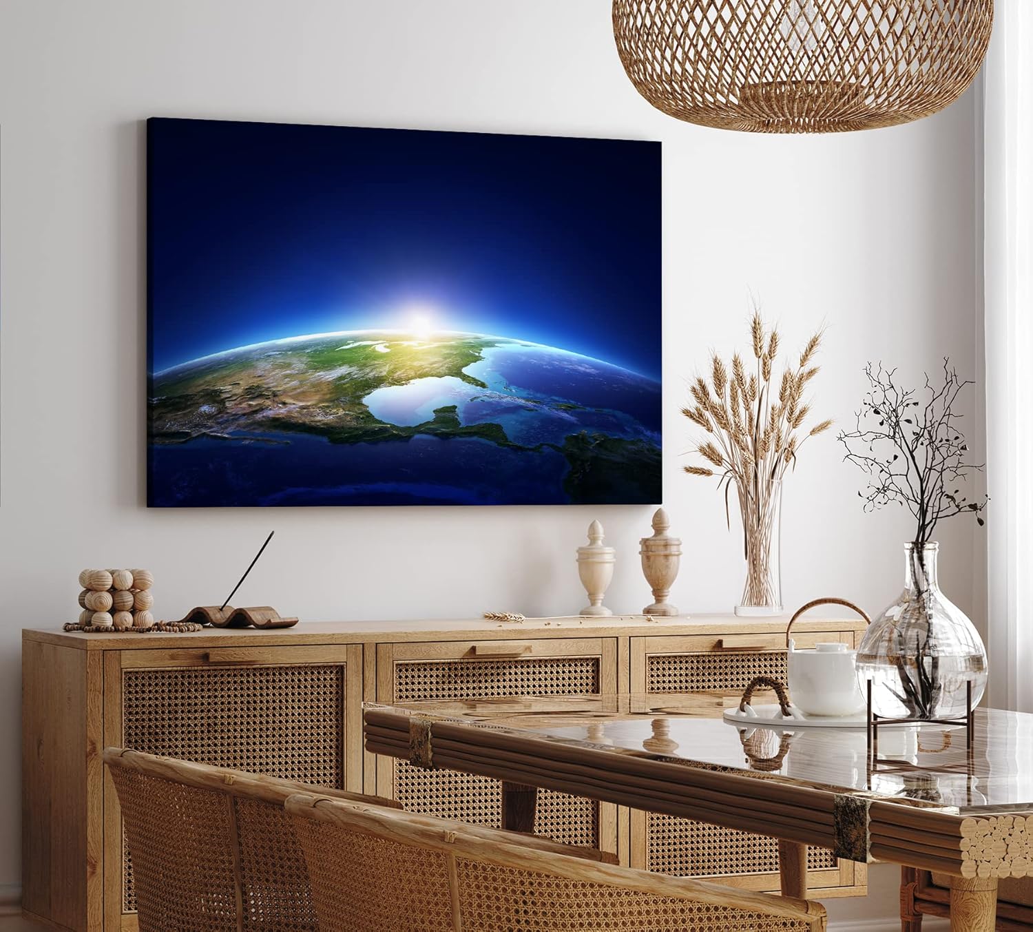 Paul Sinus Wandbild 120x80cm Erde Weltraum Sonnenaufgang Planet Satellitenaufnahme