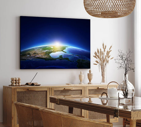 Paul Sinus Wandbild 120x80cm Erde Weltraum Sonnenaufgang Planet Satellitenaufnahme