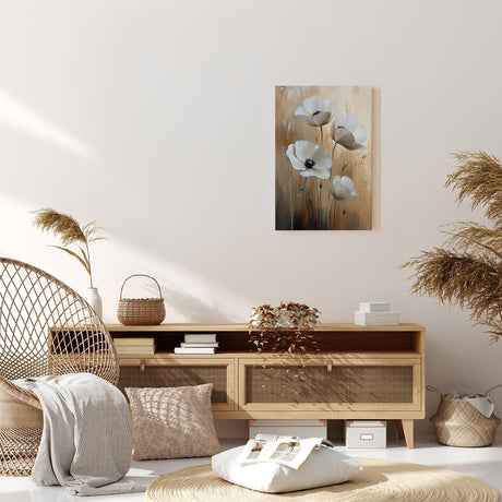 Paul Sinus 60x90cm Wandbild Zeitlose Blüten in Beige – Elegante Naturkunst mit stilvoller Blume